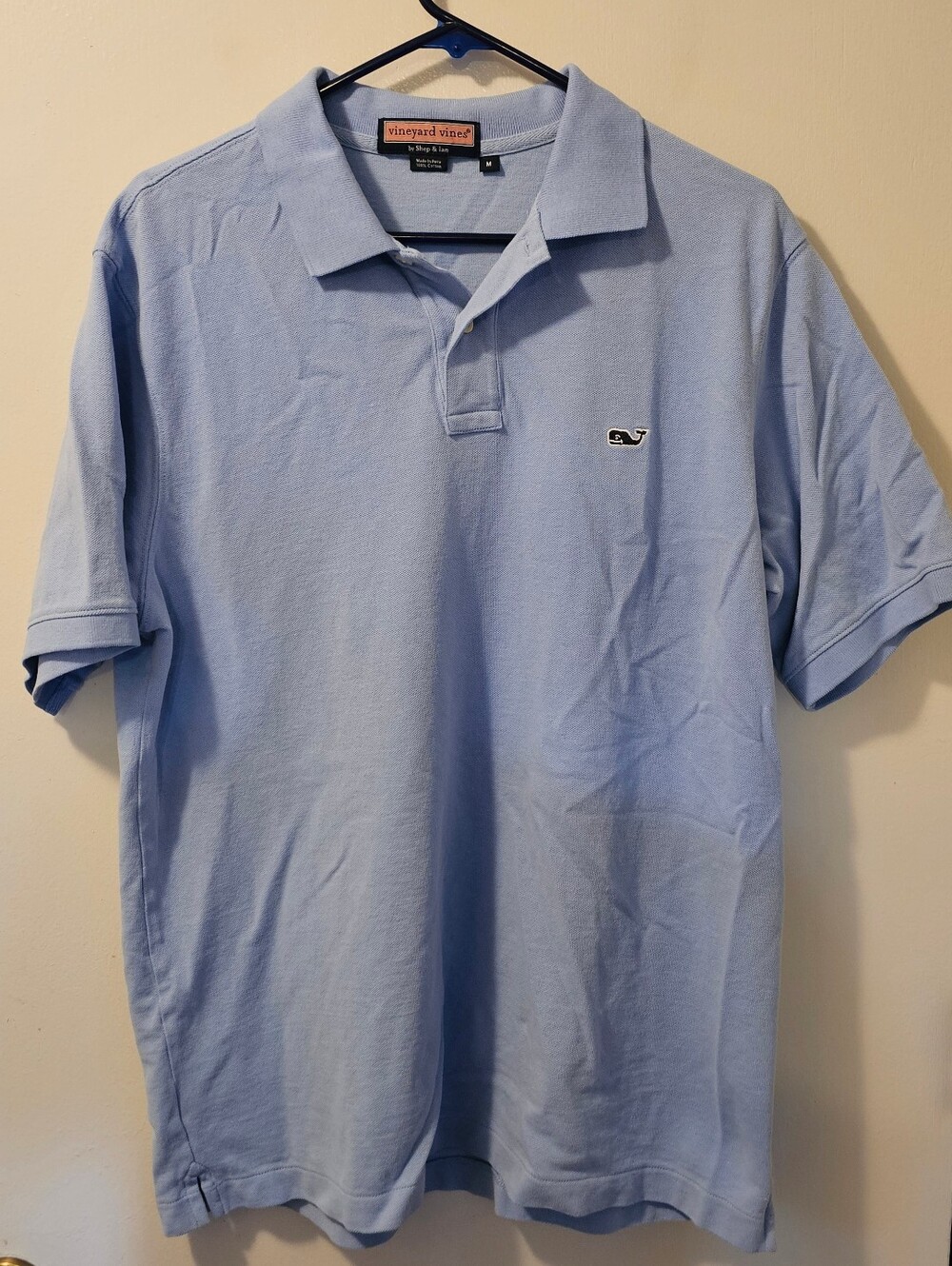 Vineyard Vines Shep & Ian Light Blue Short Sleeve Solid Polo Men's Size M